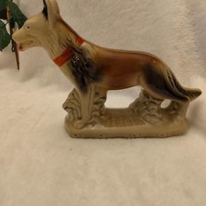 Vintage heavy handcrafted gloss ceramic dog figurine marked made in Brazil 9"x6"
